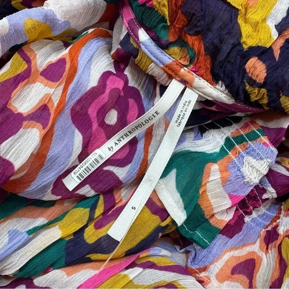 Anthropologie The Marais Printed Chiffon Maxi Dress Long Sleeve Small - Picture 7 of 12